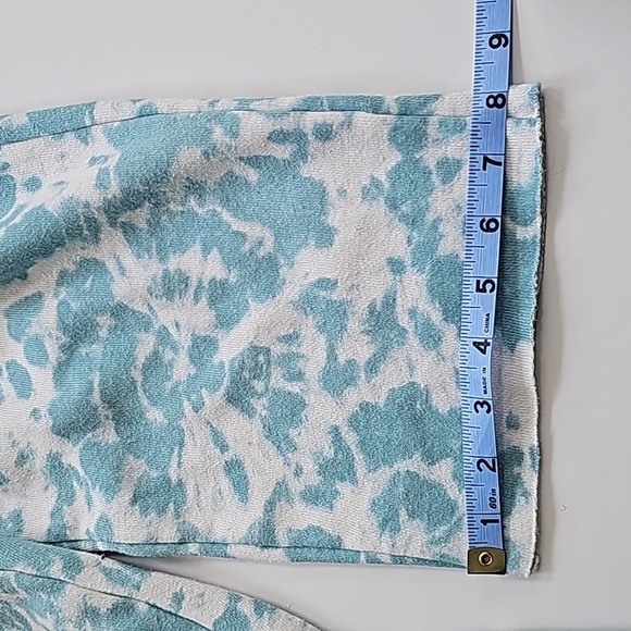 Colsie Jumpsuit Overalls Coveralls Crop Sleeveless Pockets Tie-Dye Green White M - Picture 14 of 14